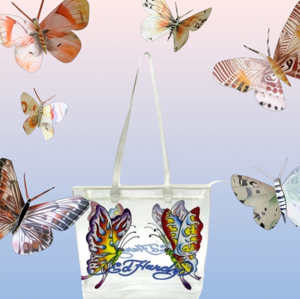 Ed Hardy clear beach tote NWT